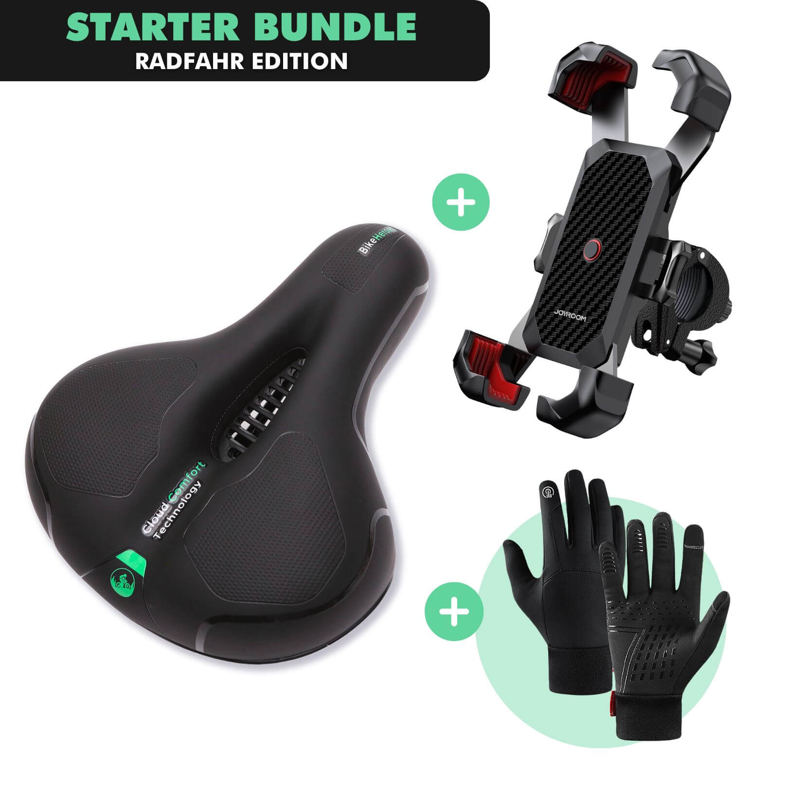 Radfahr-Starter-Bundle: CloudComfort Max + ThermoPro Handschuhe + SmartBike Handyhalterung