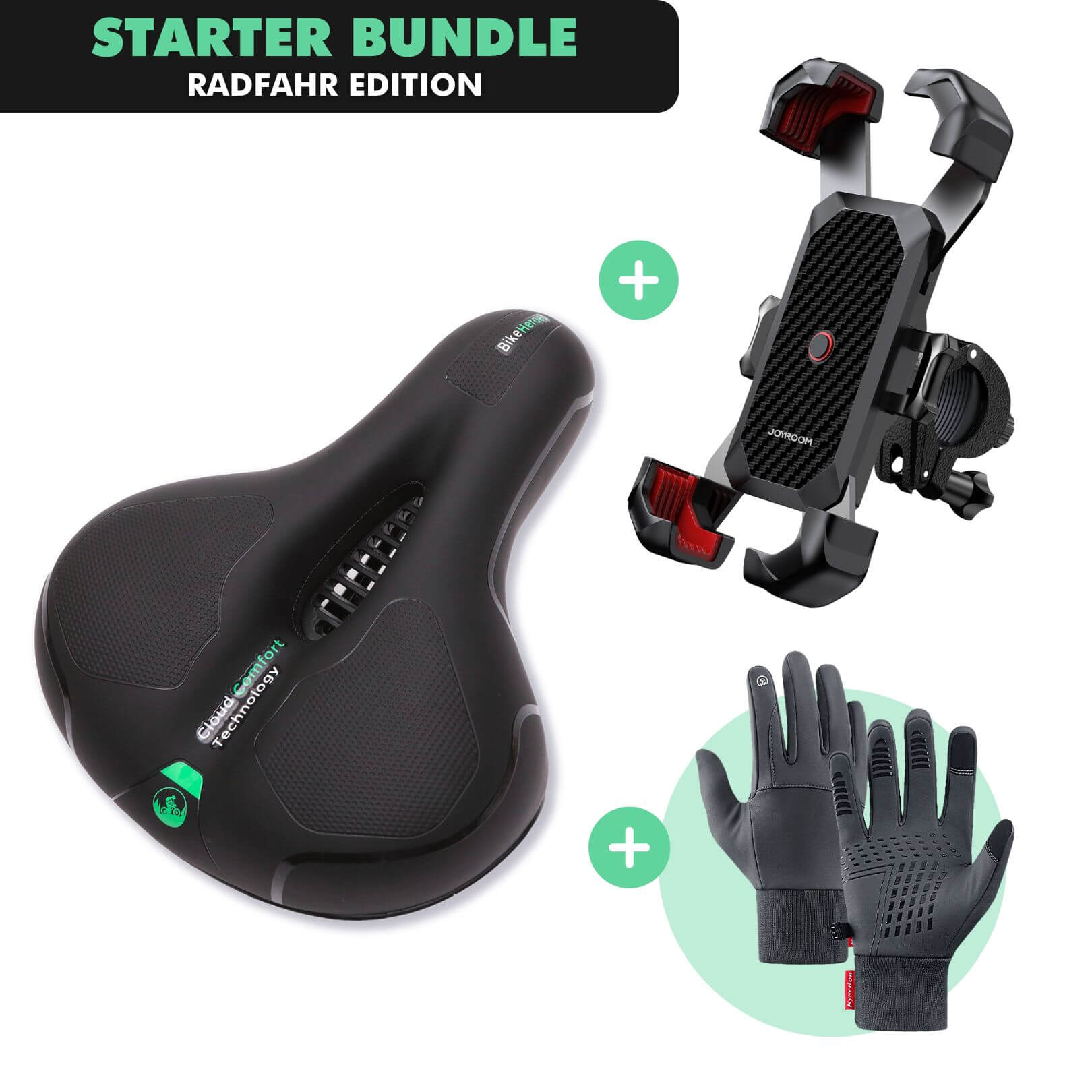 Radfahr-Starter-Bundle: CloudComfort Max + ThermoPro Handschuhe + SmartBike Handyhalterung