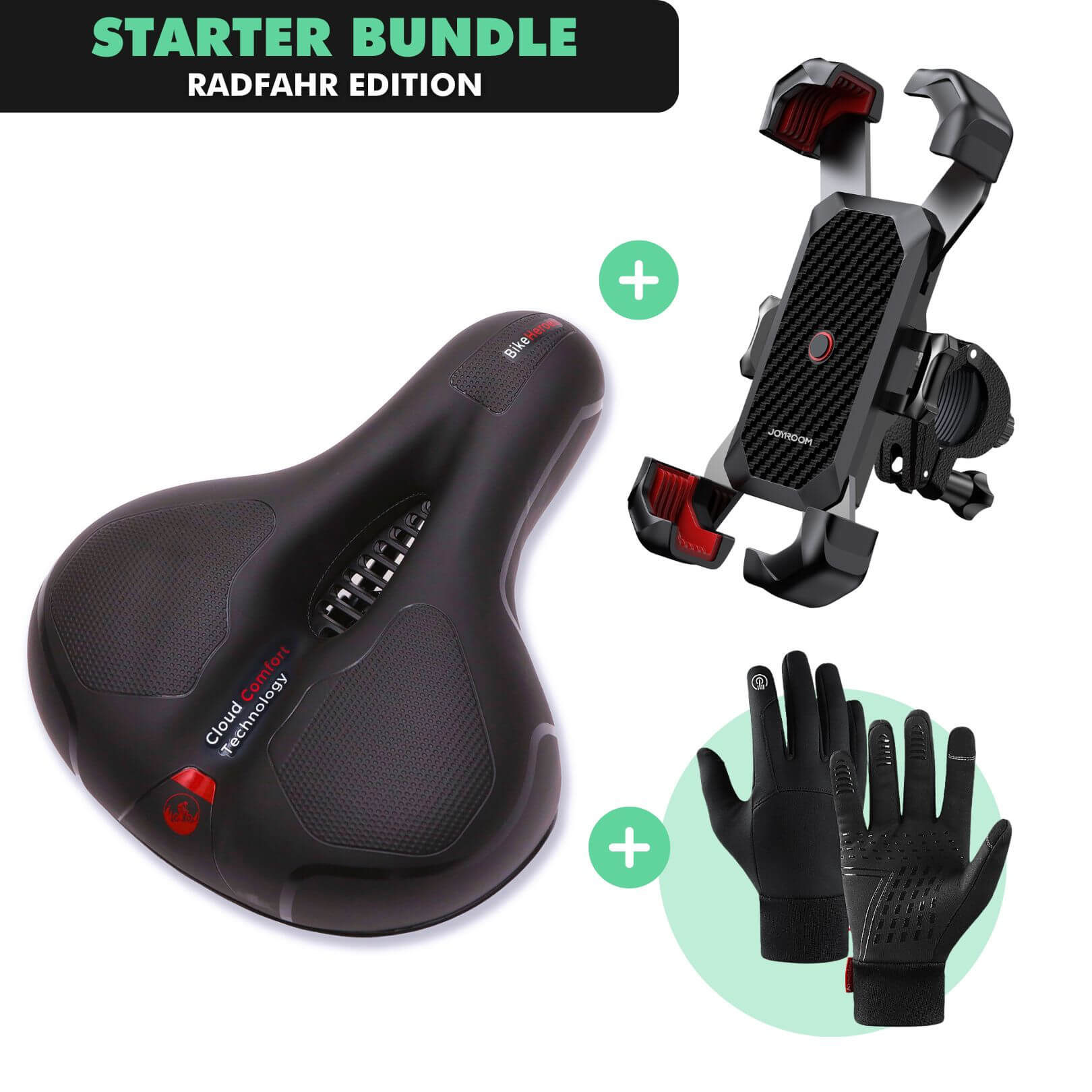 Radfahr-Starter-Bundle: CloudComfort Max + ThermoPro Handschuhe + SmartBike Handyhalterung
