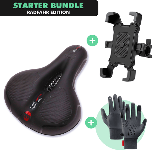 Radfahr-Starter-Bundle: CloudComfort Max + ThermoPro Handschuhe + SmartGrip Handyhalterung