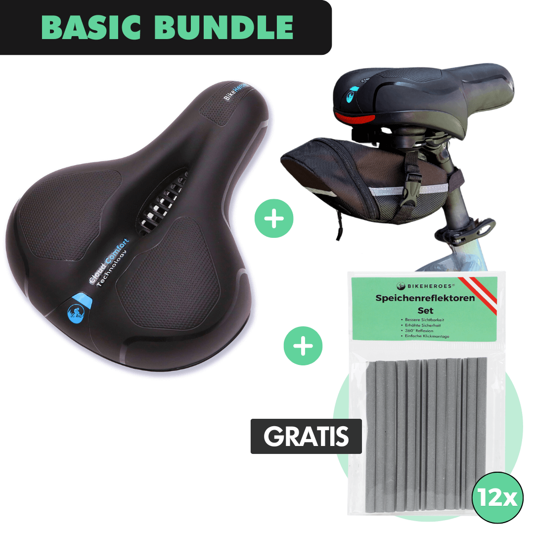 bandscheiben schonender fahrradsattel Basic Bundle: CloudComfort Max + Satteltasche + GRATIS Speichenreflektoren