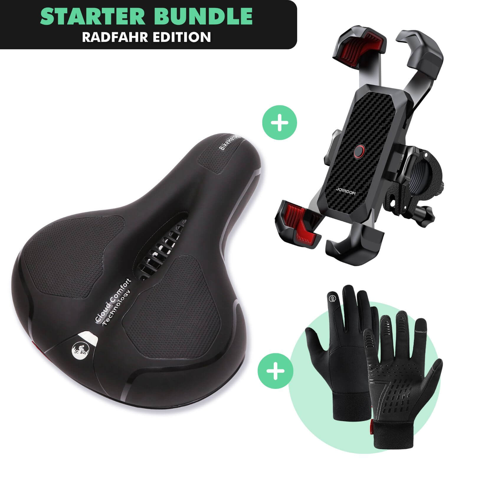 Radfahr-Starter-Bundle: CloudComfort Max + ThermoPro Handschuhe + SmartBike Handyhalterung