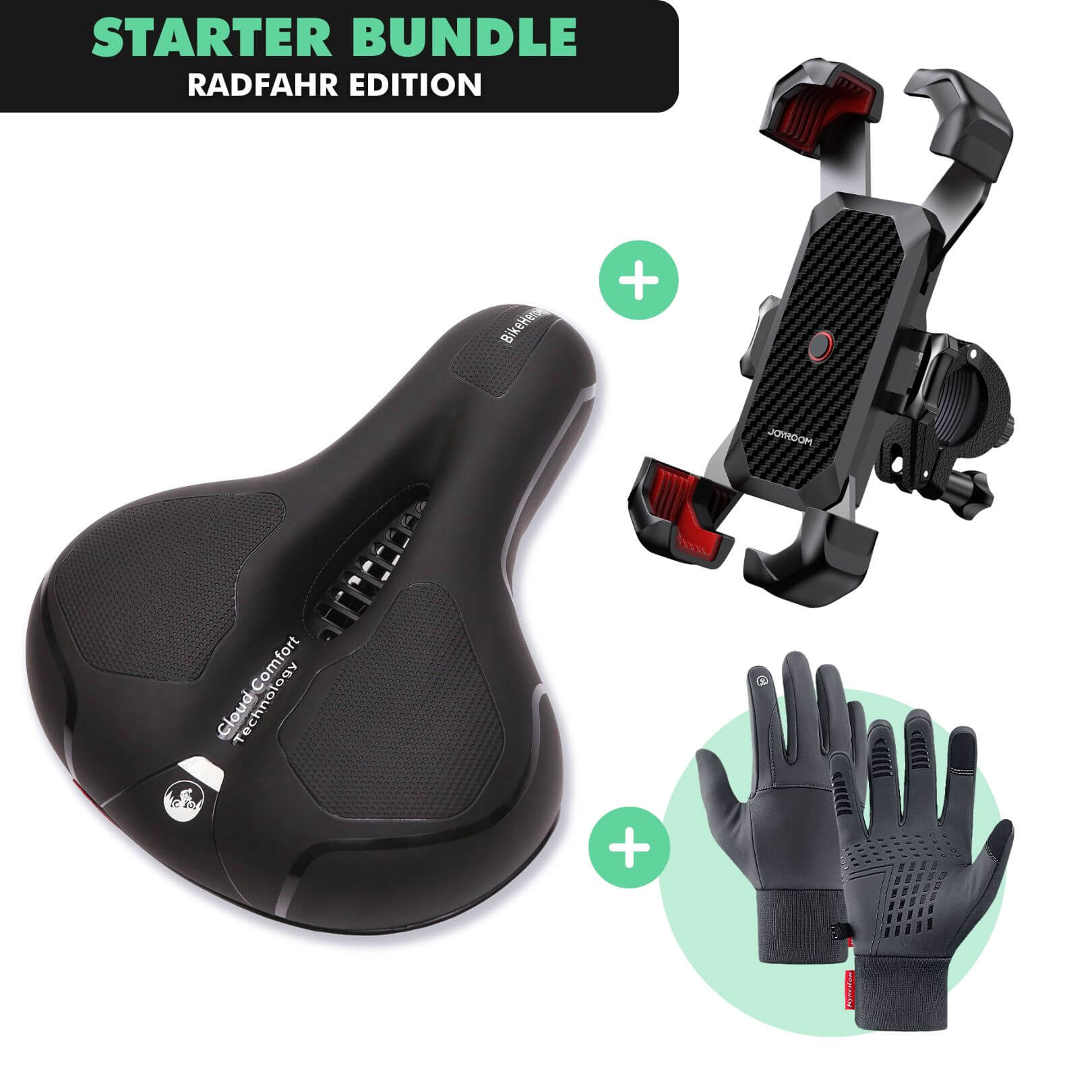 Radfahr-Starter-Bundle: CloudComfort Max + ThermoPro Handschuhe + SmartBike Handyhalterung